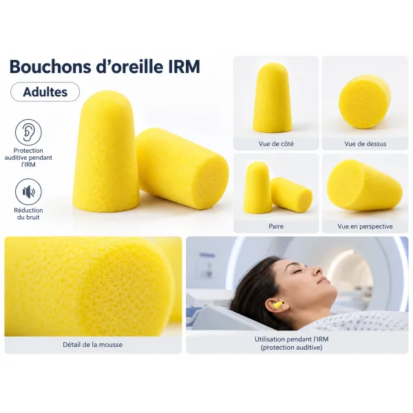 Bouchons d’oreille IRM jaunes adultes